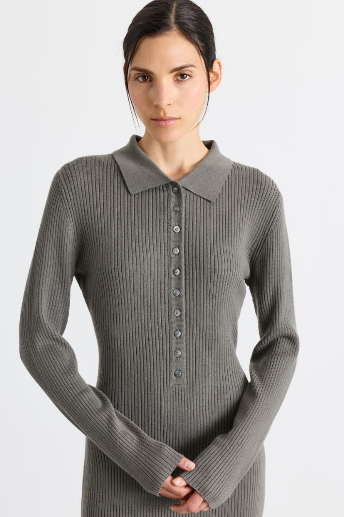 Knitted polo dress - GREY - Intrend - 3