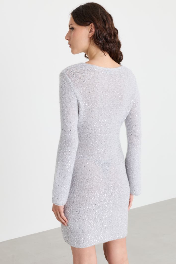 Sequinned knit dress - GREY - Intrend - 4