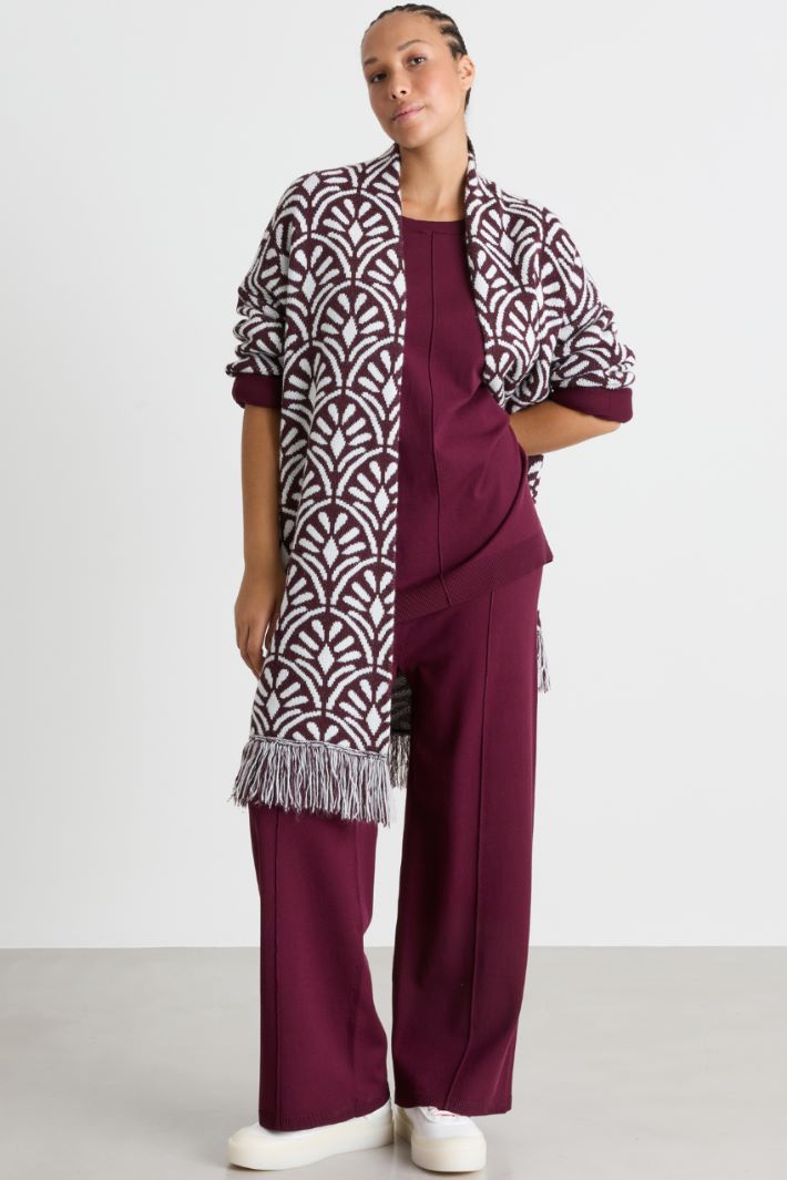 Pantalon en maille - BORDEAUX - Intrend
