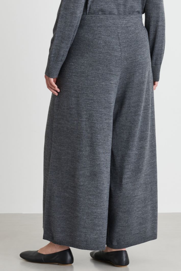Wide-leg knit trousers - GREY - Intrend - 4