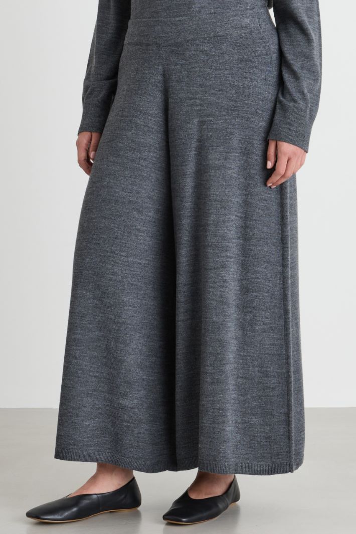 Wide-leg knit trousers - GREY - Intrend - 2
