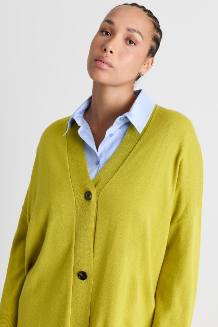 Oversized A-line cardigan - GREEN - Intrend - 2