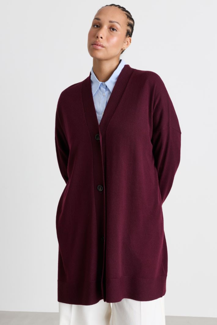 Oversized A-line cardigan - BORDEAUX - Intrend - 2