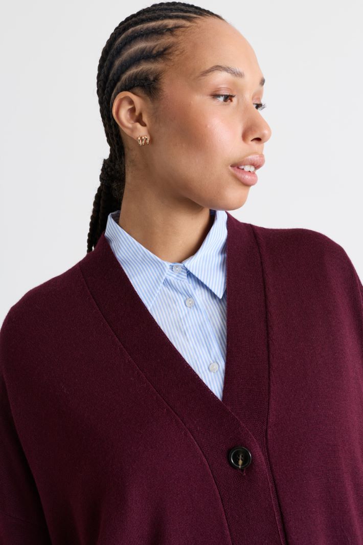 Oversized A-line cardigan - BORDEAUX - Intrend - 3