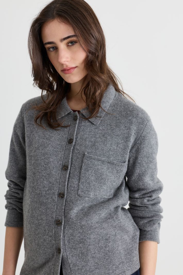Cardigan à col chemise - GRIS - Intrend - 3