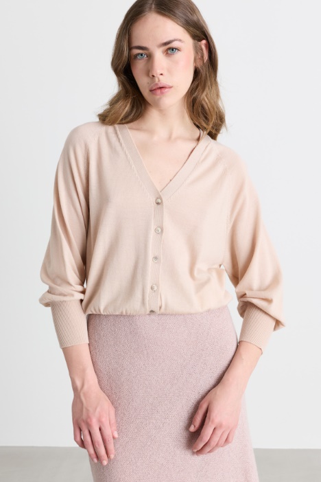 Cardigan en maille à manches ballon - Intrend