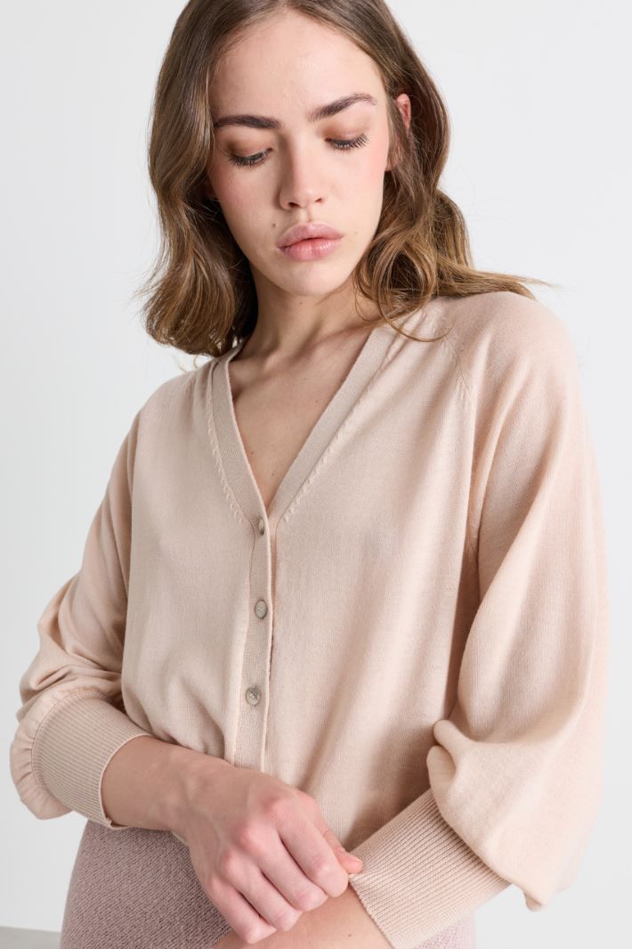 Strickcardigan mit Ballonärmeln - BEIGE - Intrend - 3