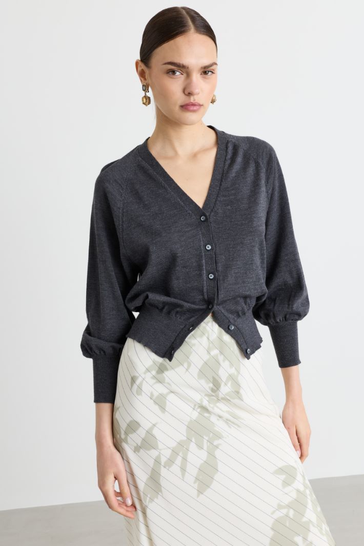 Strickcardigan mit Ballonärmeln - GRAU - Intrend - 2