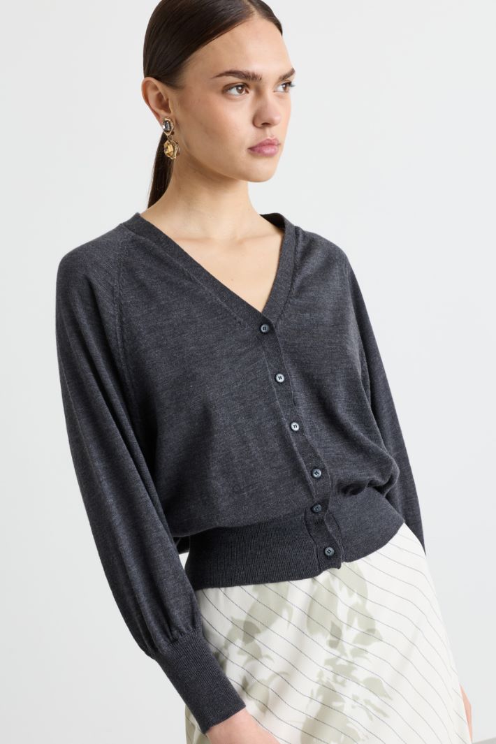 Strickcardigan mit Ballonärmeln - GRAU - Intrend - 3