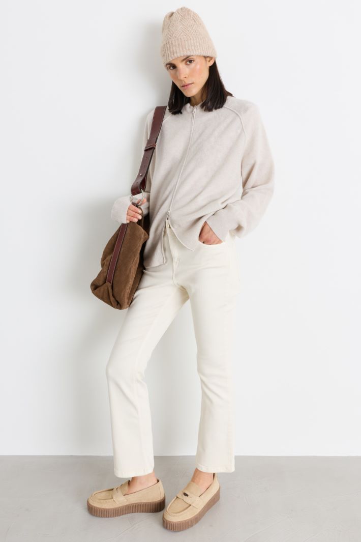 Cardigan con zip - BEIGE - Intrend