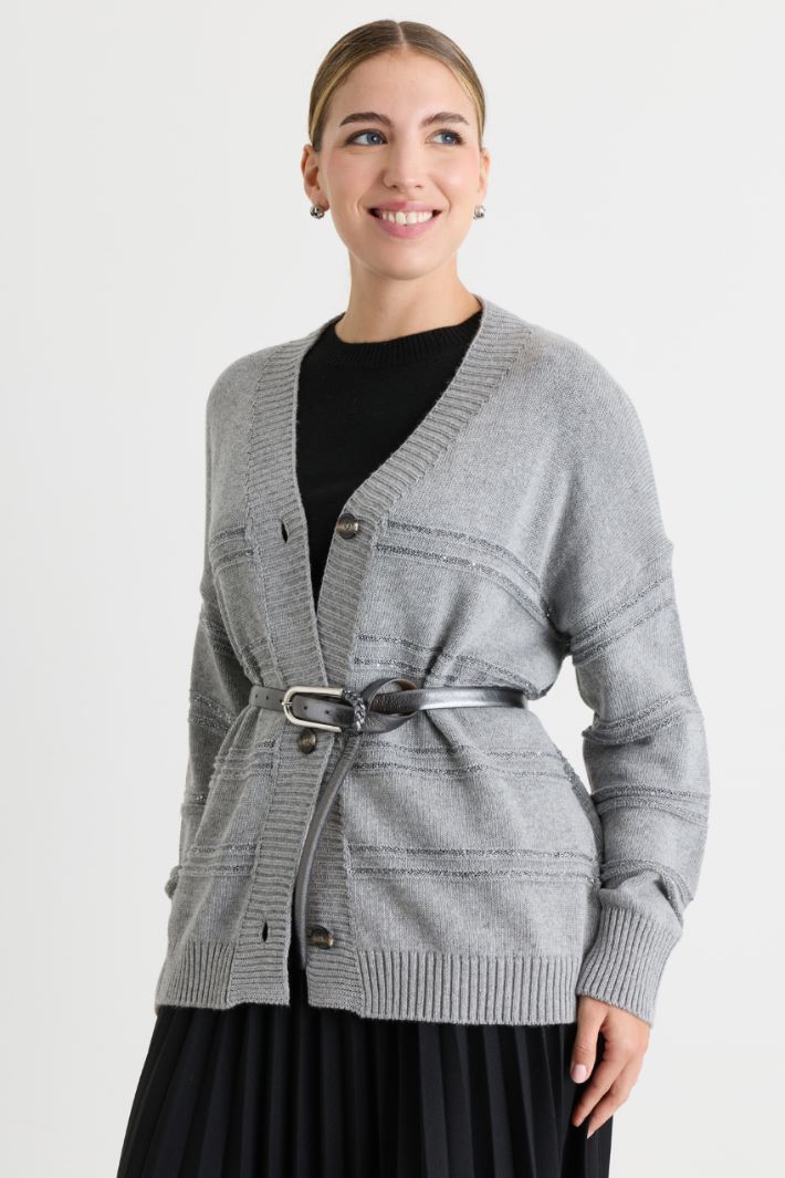 Striped cardigan - GREY - Intrend - 2