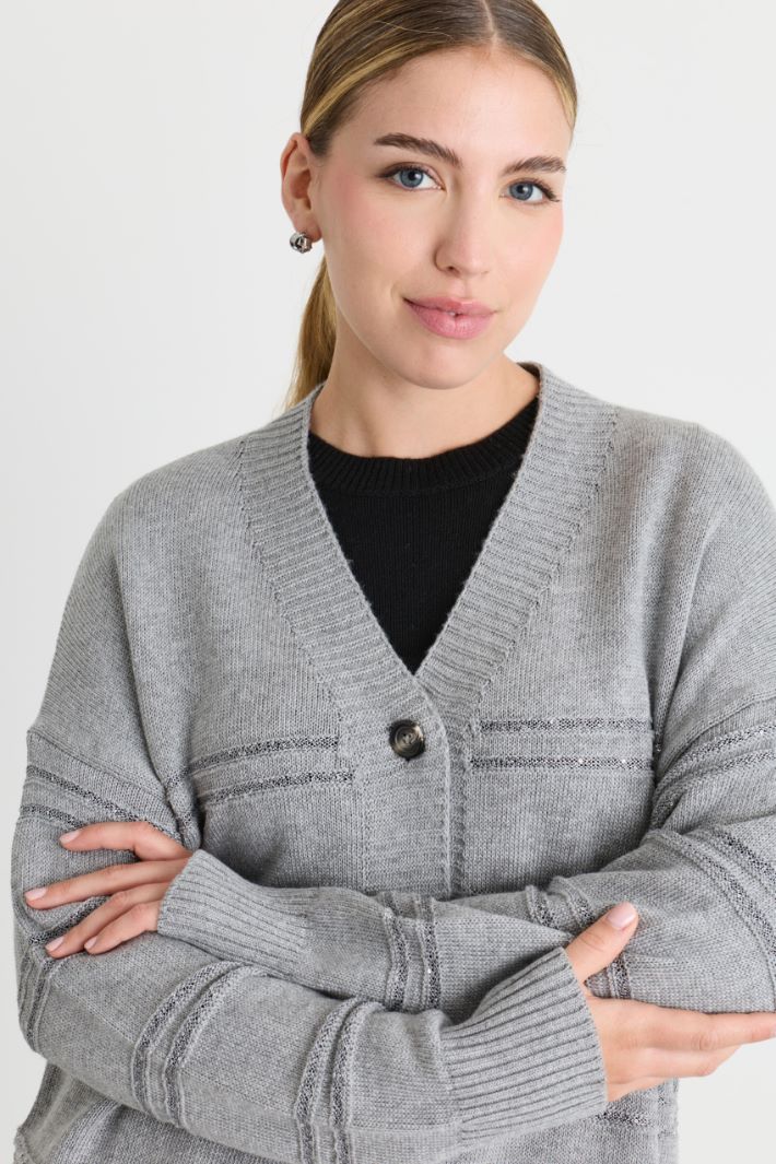 Striped cardigan - GREY - Intrend - 3