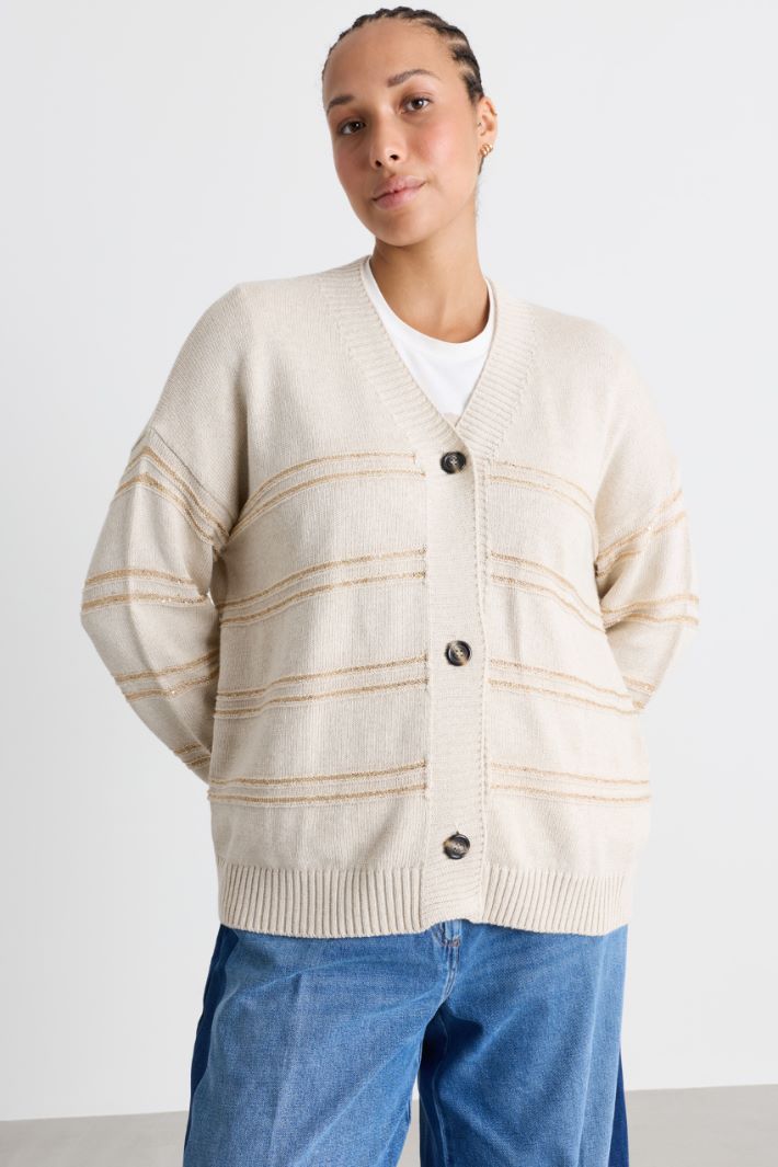 Gestreifter Cardigan - BEIGE GOLD - Intrend - 2