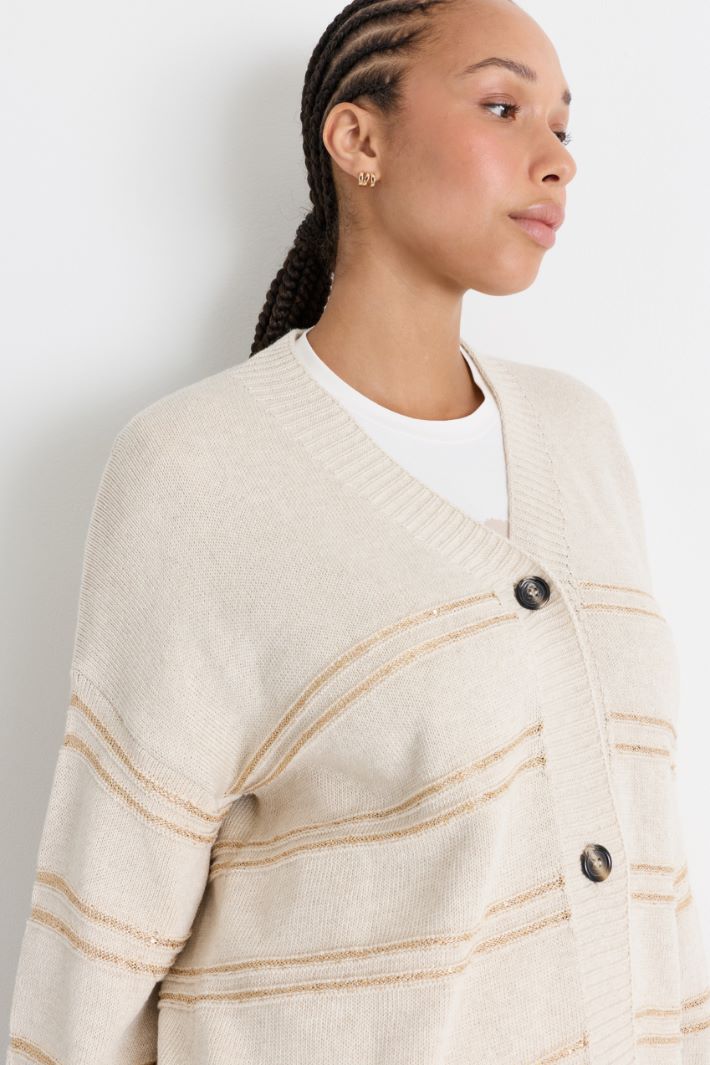 Gestreifter Cardigan - BEIGE GOLD - Intrend - 3