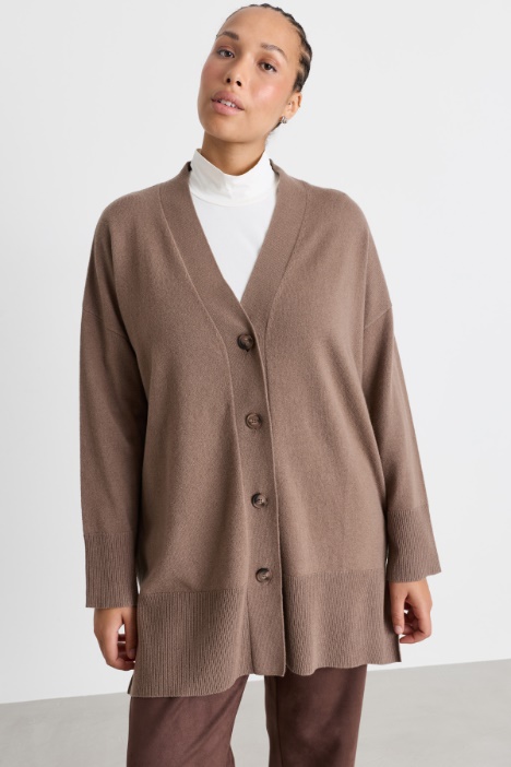 Longline cardigan with side slits - Intrend