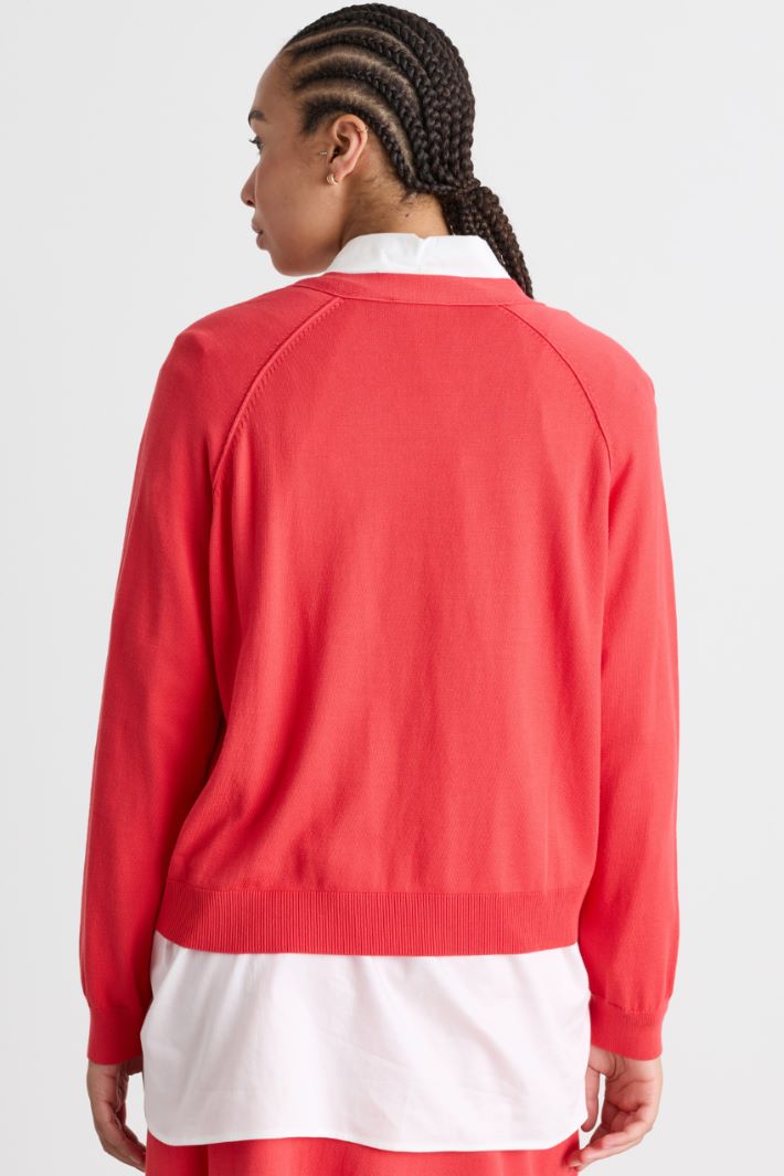 Cardigan con maniche raglan - ROSSO - Intrend - 4