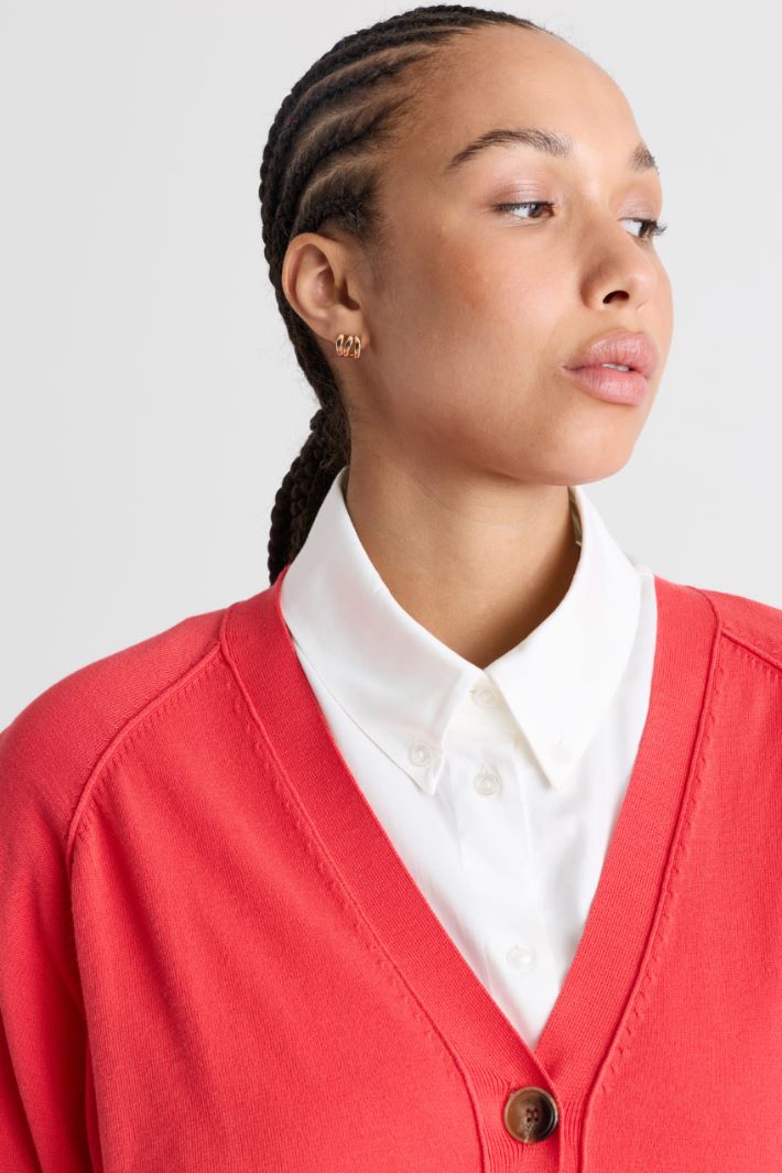 Cardigan con maniche raglan - ROSSO - Intrend - 3