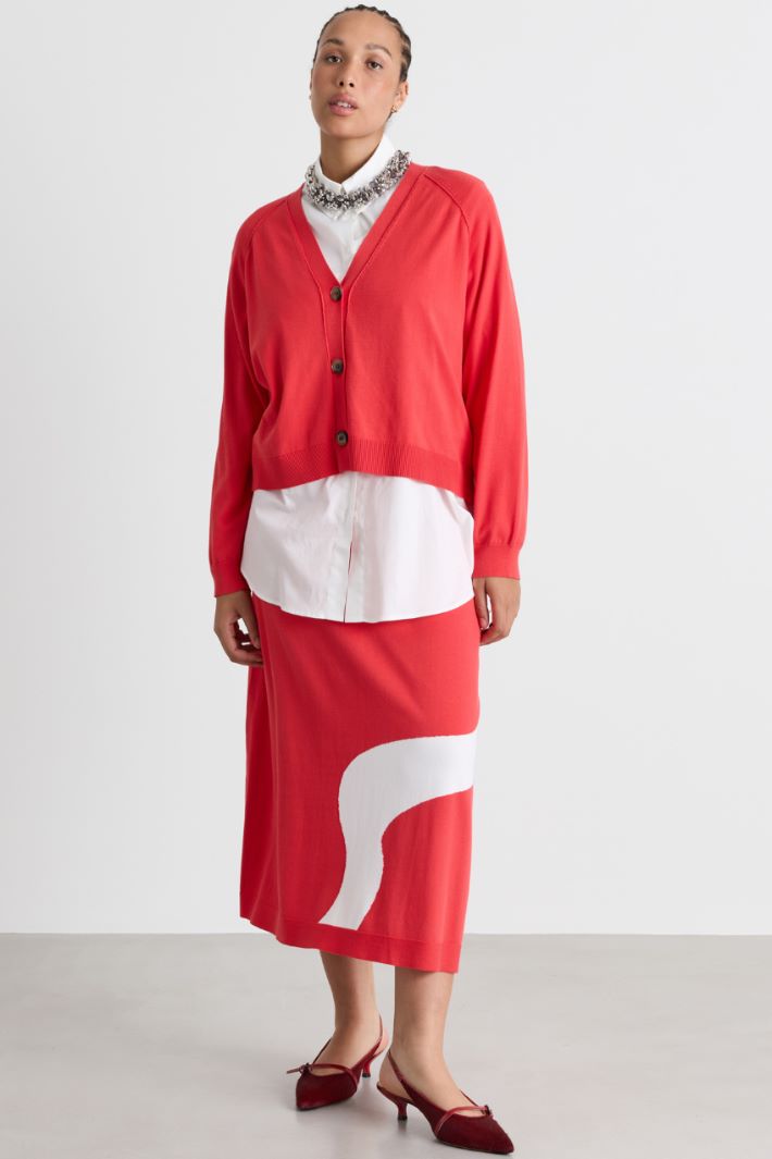 Cardigan con maniche raglan - ROSSO - Intrend