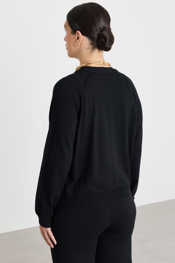 Cardigan con maniche raglan - NERO - Intrend - 4