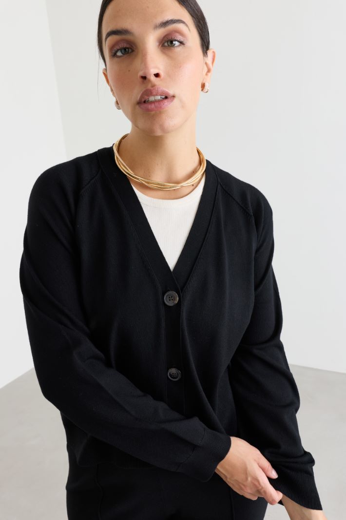 Cardigan con maniche raglan - NERO - Intrend - 3