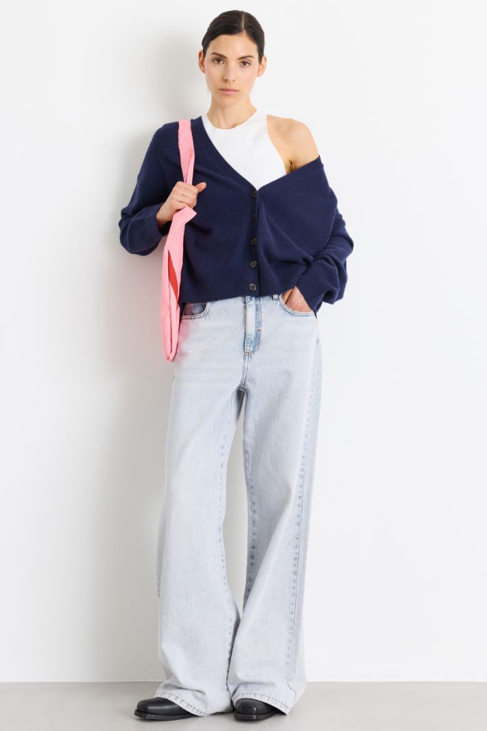 Boxy cardigan - BLUE - Intrend