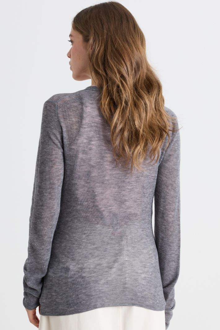 Micro-sequinned cardigan - GREY - Intrend - 4