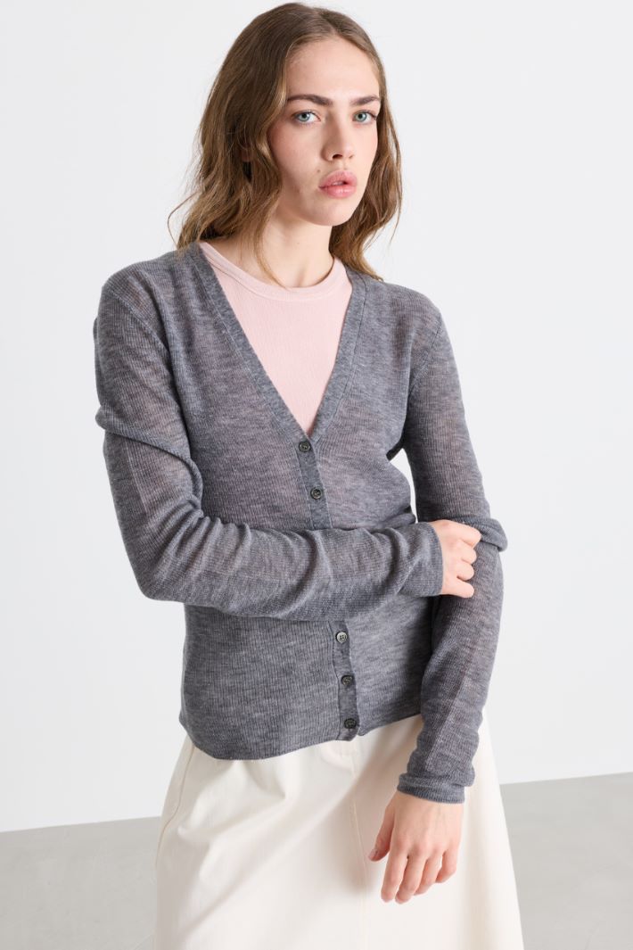Micro-sequinned cardigan - GREY - Intrend - 2
