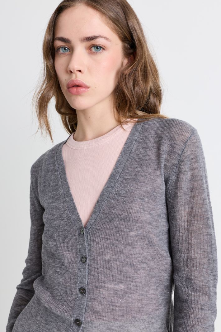 Micro-sequinned cardigan - GREY - Intrend - 3