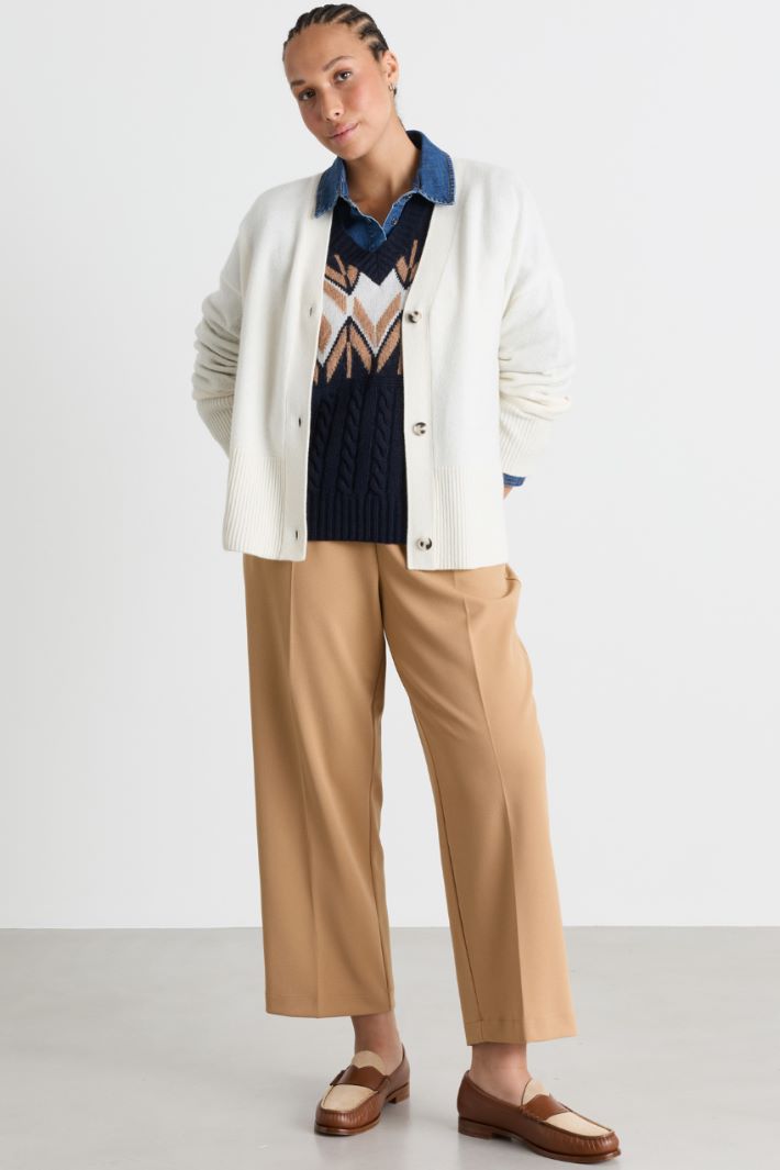 Boxy cardigan with side slits - WHITE - Intrend