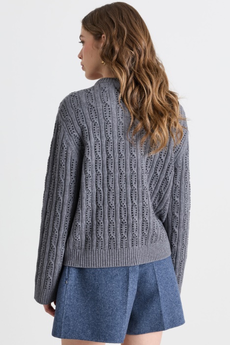 Cardigan a trecce con strass