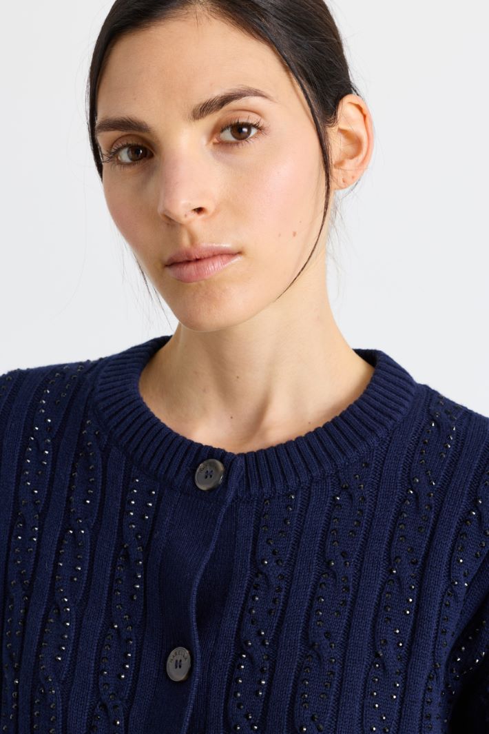 Cardigan a trecce con strass - BLU - Intrend - 3