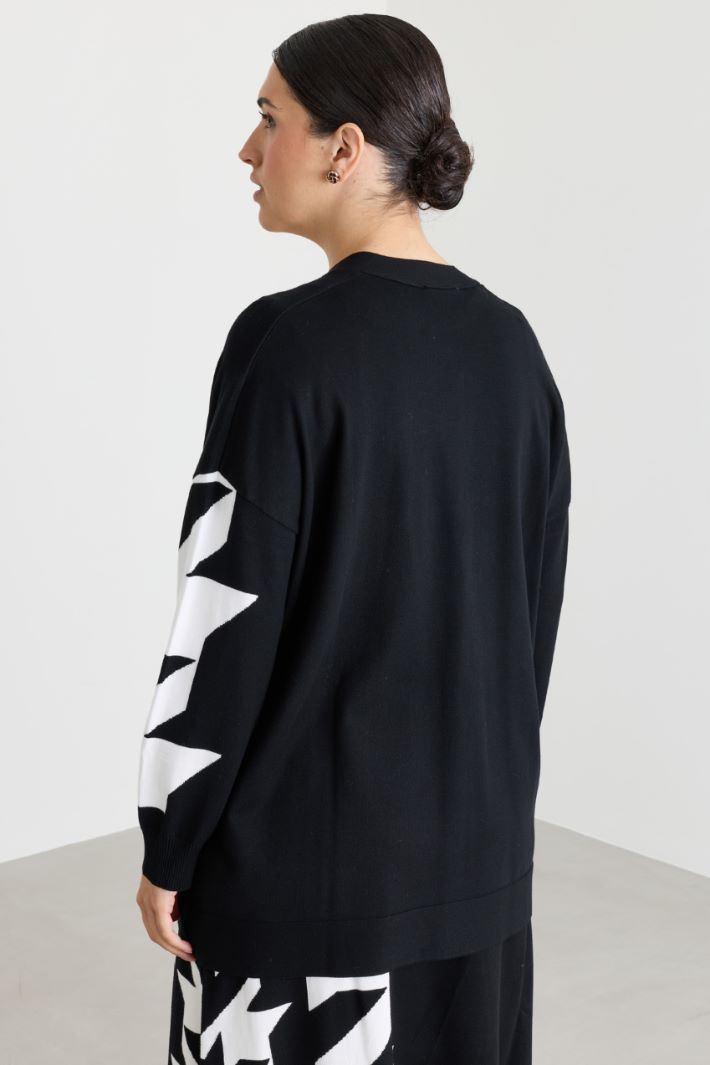 Cardigan à intarsia - NOIR BLANC - Intrend - 4