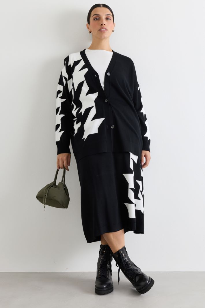 Cardigan à intarsia - NOIR BLANC - Intrend