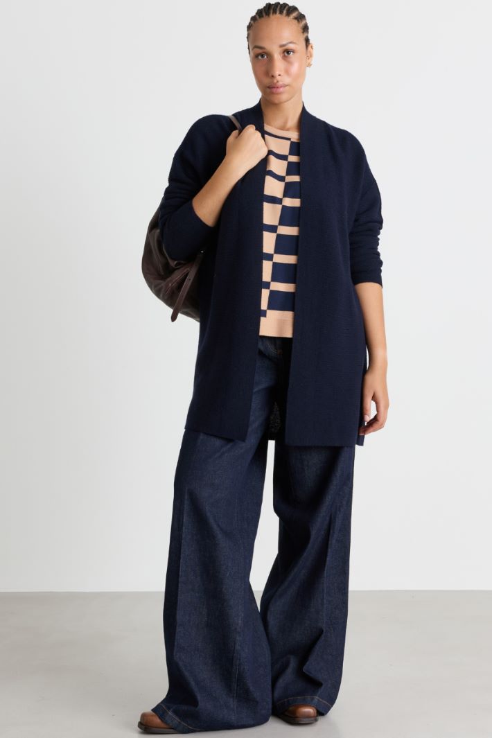 Open-front cardigan - BLUE - Intrend
