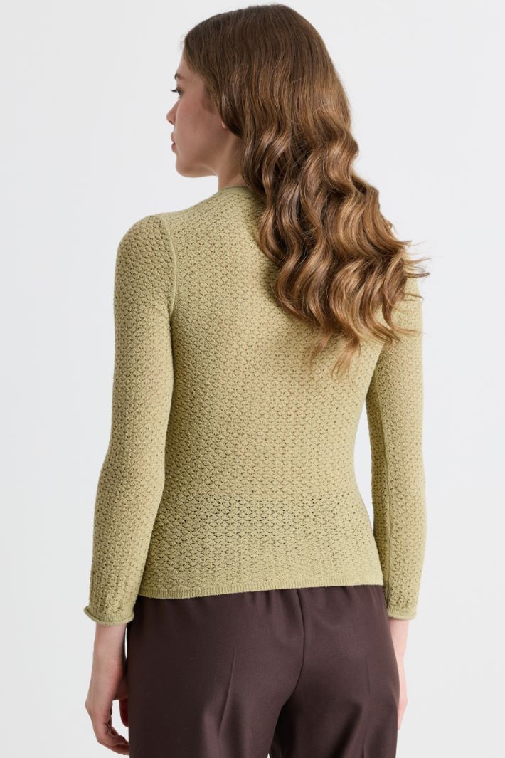 Cardigan en maille ajourée - VERT - Intrend - 4