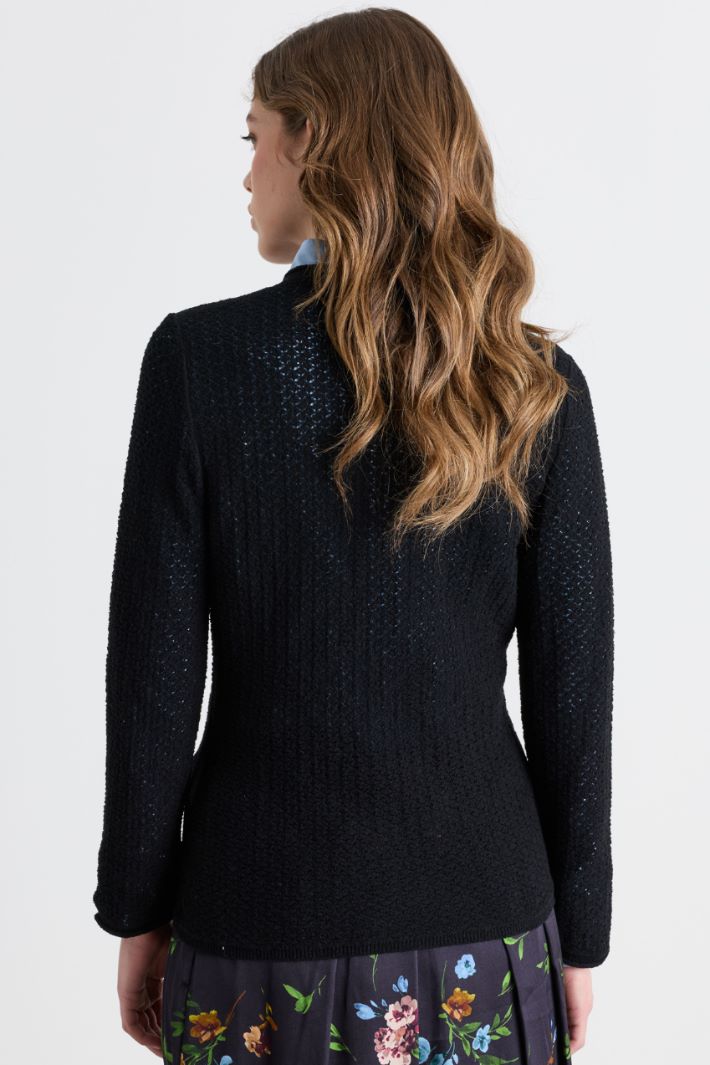 Cardigan en maille ajourée - NOIR - Intrend - 4