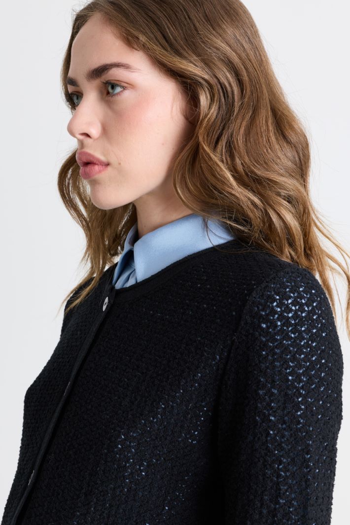 Cardigan en maille ajourée - NOIR - Intrend - 3