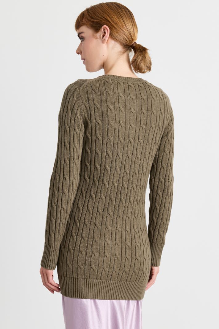 Cable-knit cardigan - GREEN - Intrend - 4
