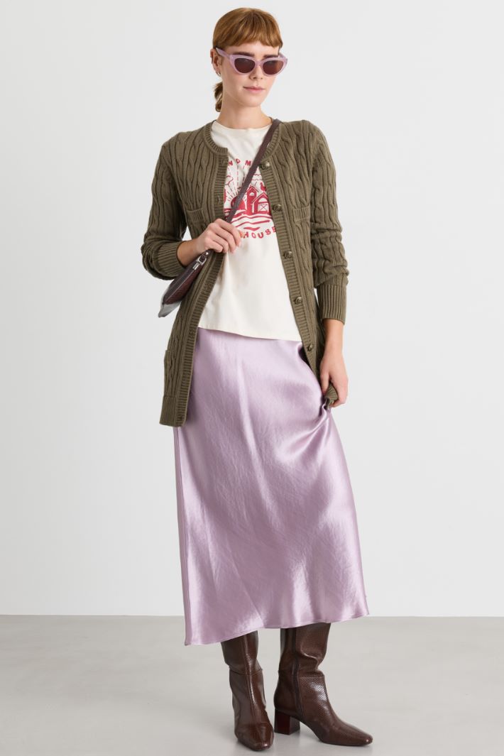 Cable-knit cardigan - GREEN - Intrend