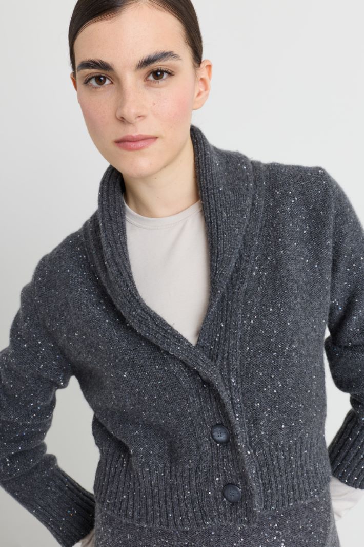Sequin cardigan - GREY - Intrend - 3