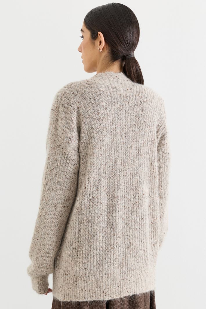 Cardigan in filato bottonato - BEIGE - Intrend - 4