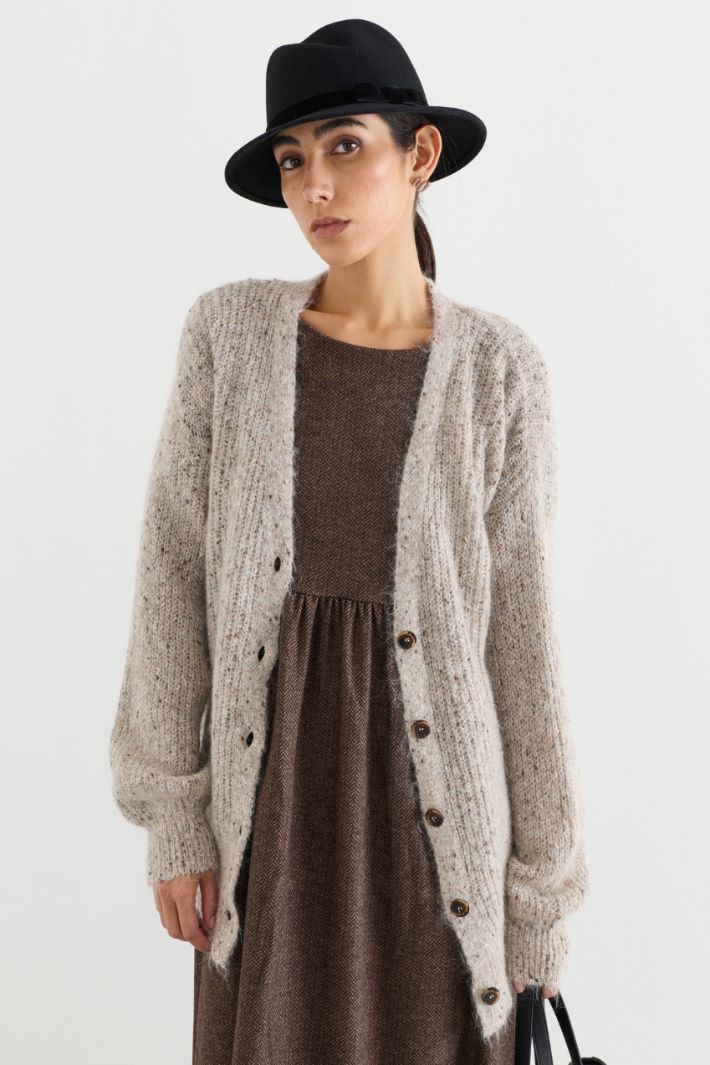 Cardigan in filato bottonato - BEIGE - Intrend - 2