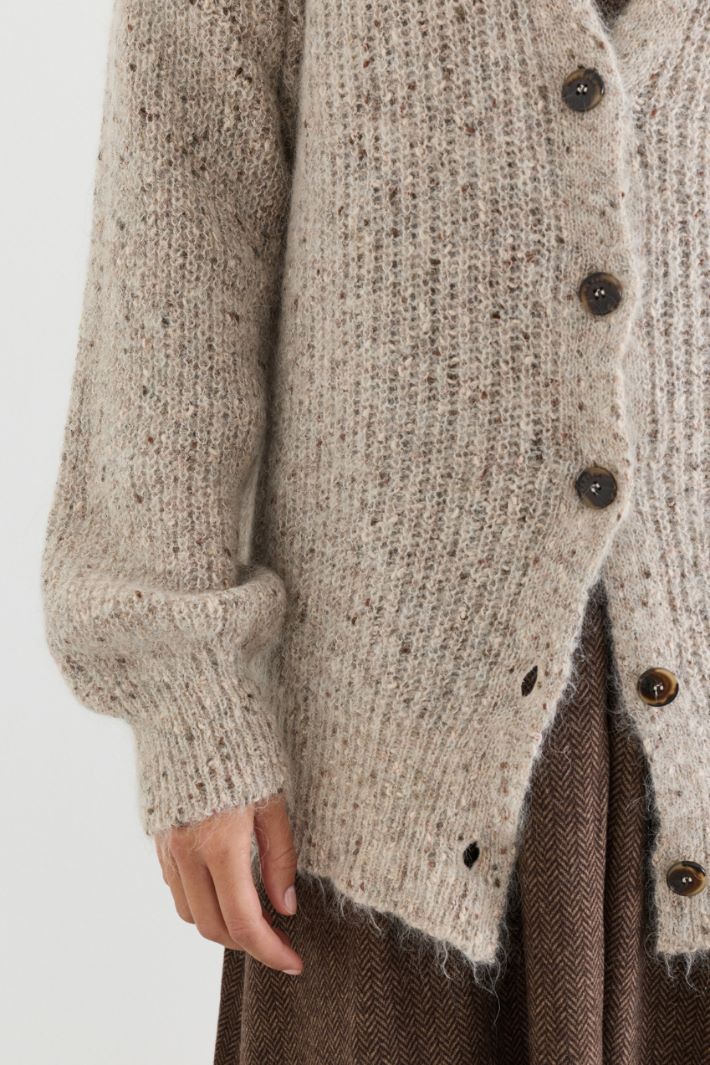 Cardigan in filato bottonato - BEIGE - Intrend - 3