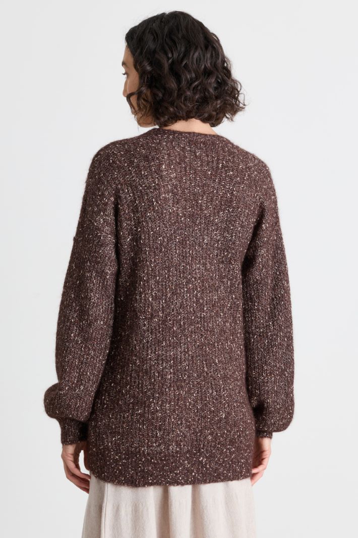 Cardigan boutonné en maille - MARRON - Intrend - 4