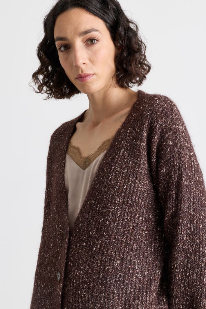 Cardigan boutonné en maille - MARRON - Intrend - 3