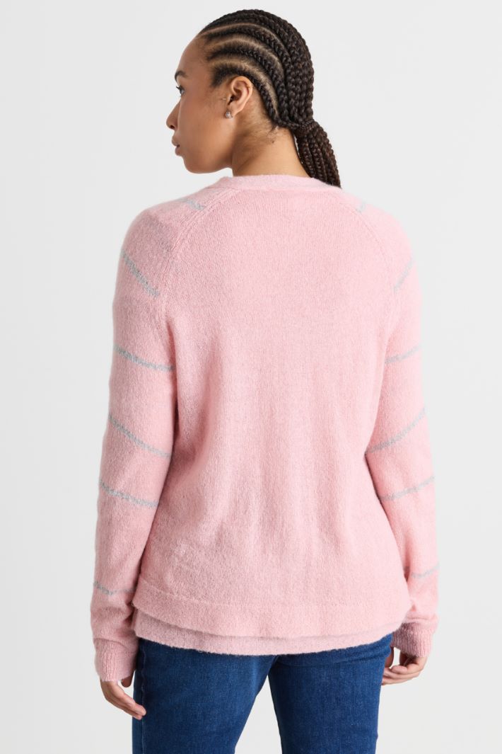 Flauschiger Cardigan mit Intarsien - ROSA GRAU - Intrend - 4
