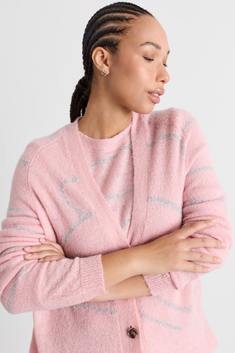 Cardigan soffice con intarsio