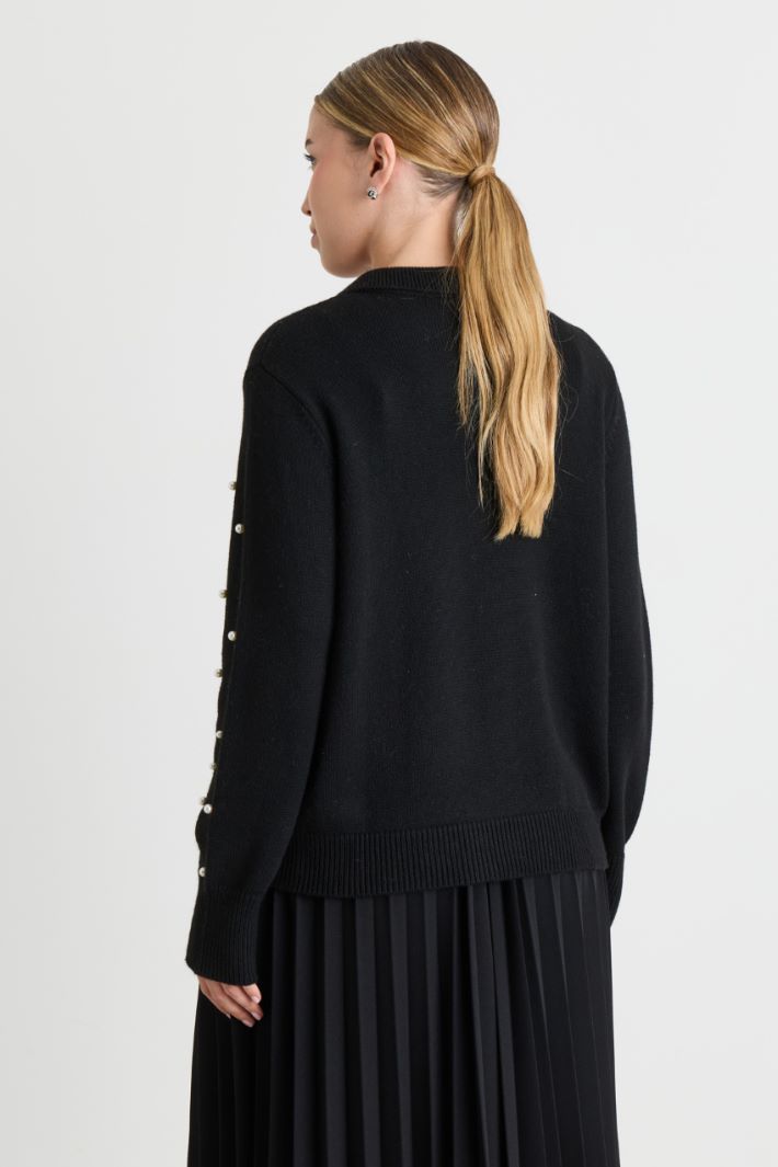 Cardigan boxy con perle - NERO - Intrend - 4