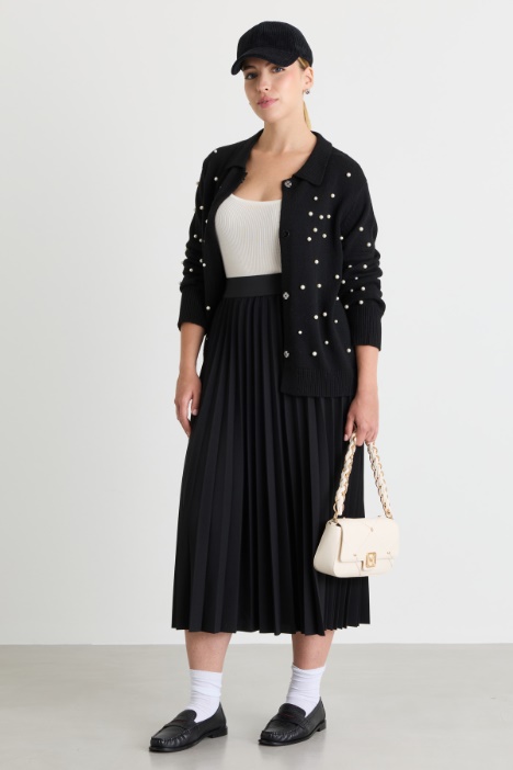 Cardigan boxy con perle - Intrend