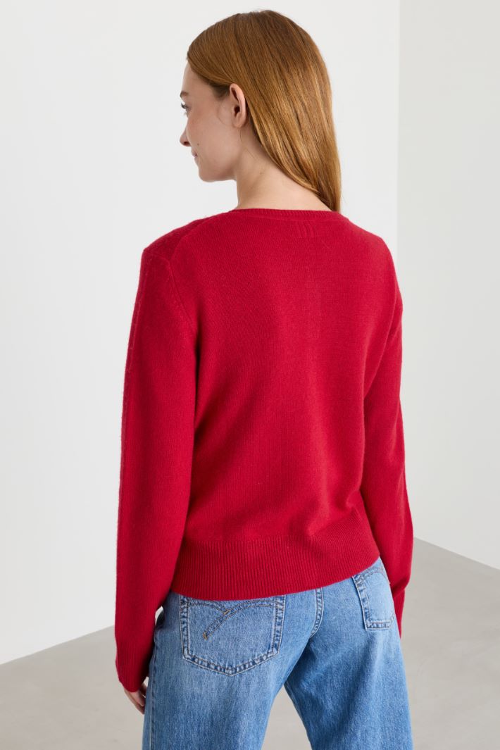 Straight-fit cardigan - RED - Intrend - 4